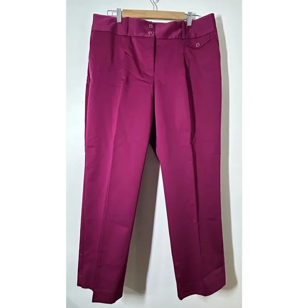 Liz Claiborne Women's Size 14 Pleated Dress Pants Wine Maroon